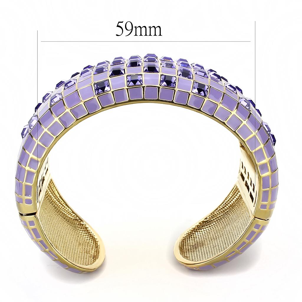 MALO4271 - Gold Brass Bangle with Top Grade Crystal  in Tanzanite