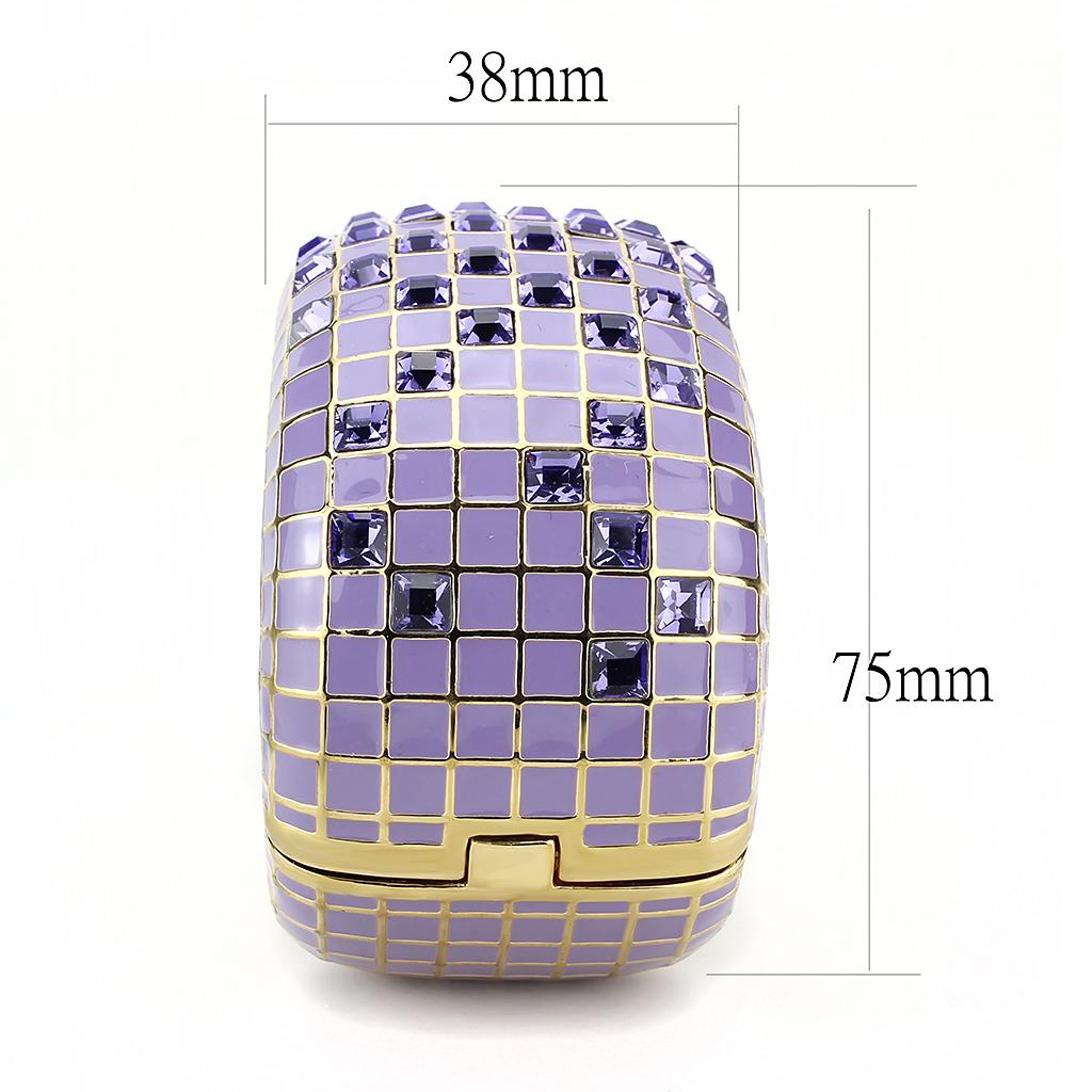 MALO4271 - Gold Brass Bangle with Top Grade Crystal  in Tanzanite