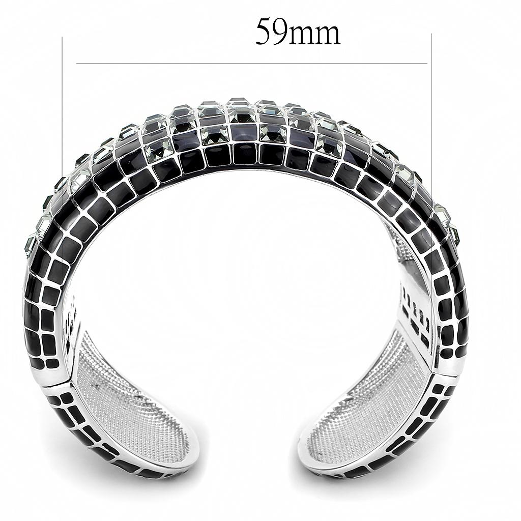 MALO4272 - Rhodium Brass Bangle with Top Grade Crystal  in Black Diamond