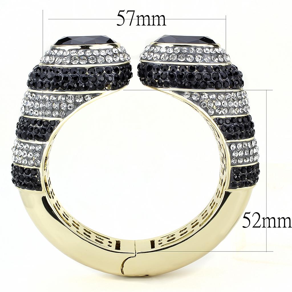 MALO4274 - Gold Brass Bangle with Synthetic  in Jet