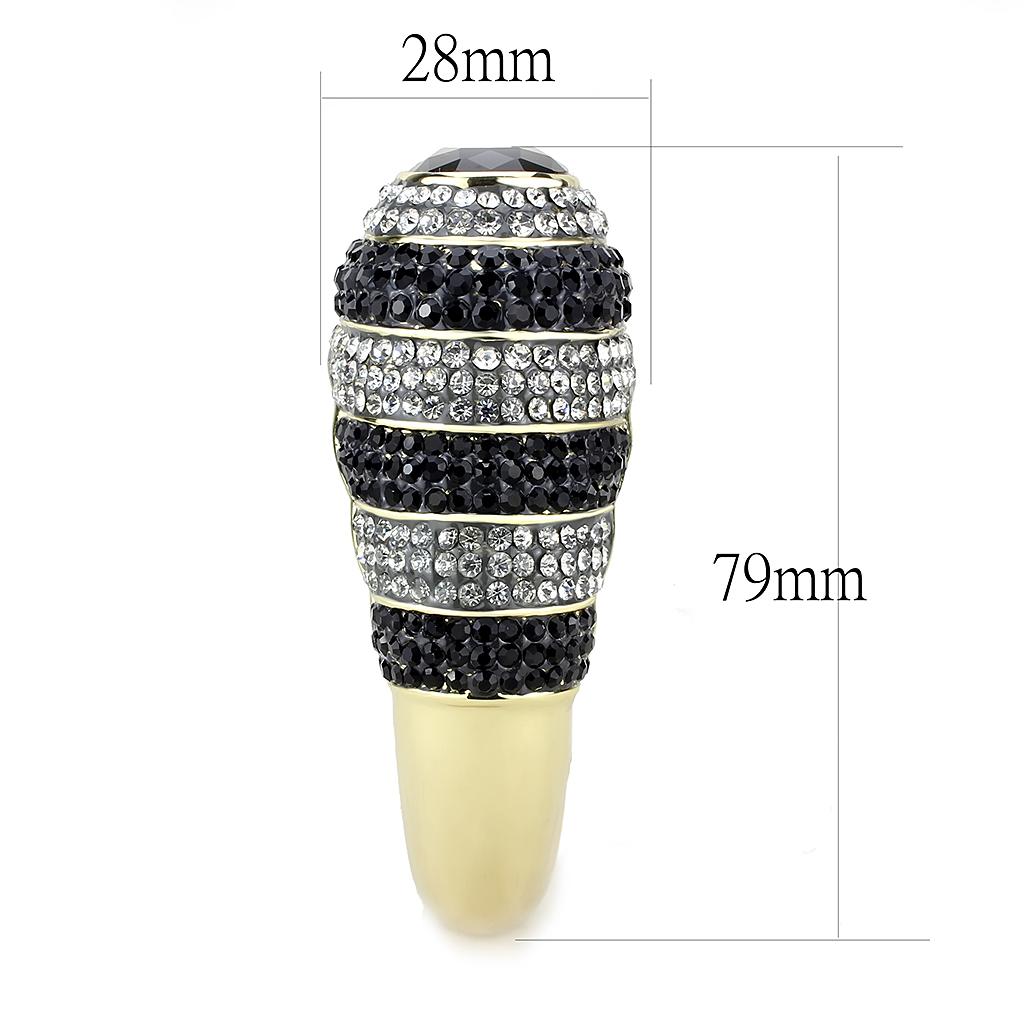 MALO4274 - Gold Brass Bangle with Synthetic  in Jet