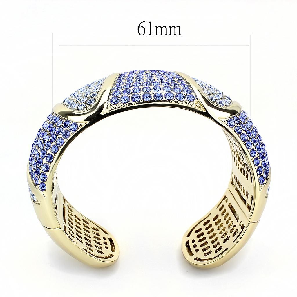 MALO4276 - Gold Brass Bangle with Top Grade Crystal  in Multi Color