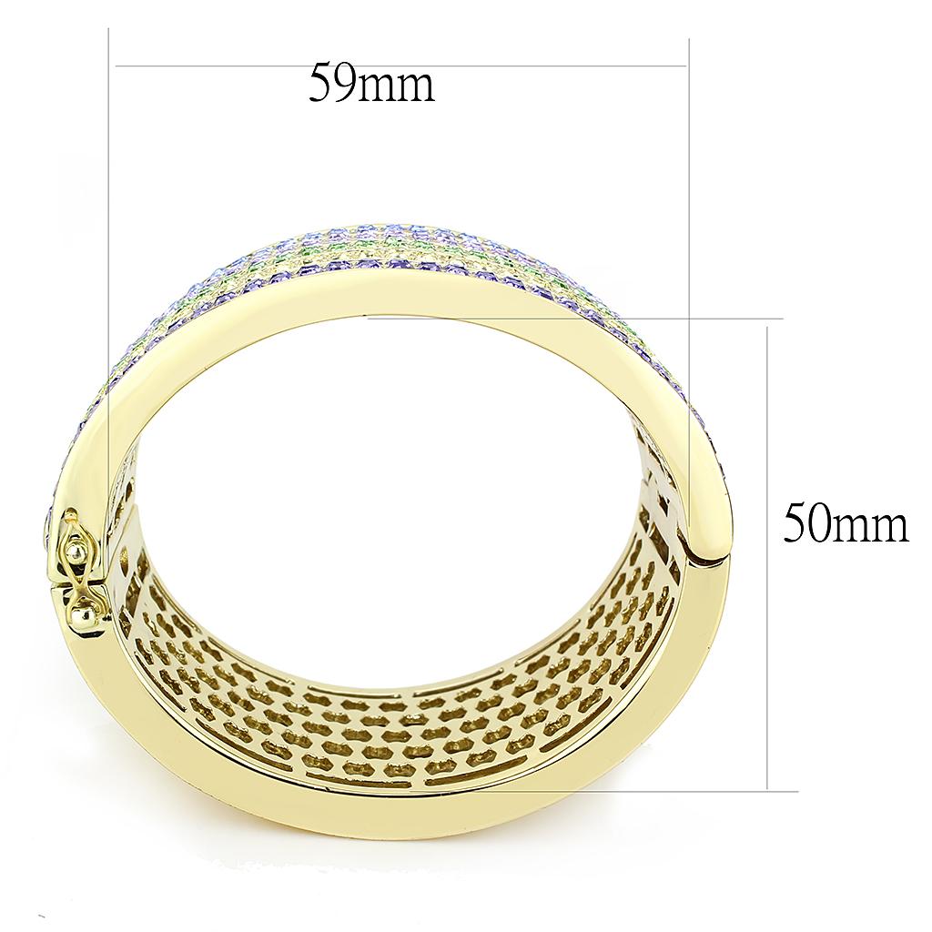 MALO4277 - Gold Brass Bangle with Top Grade Crystal  in Multi Color