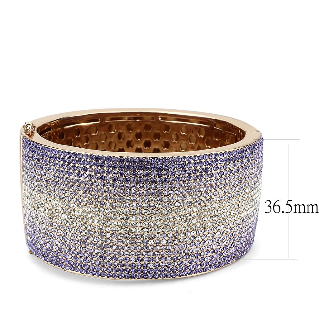 MALO4279 - Rose Gold+e-coating Brass Bangle with Top Grade Crystal  in Multi Color