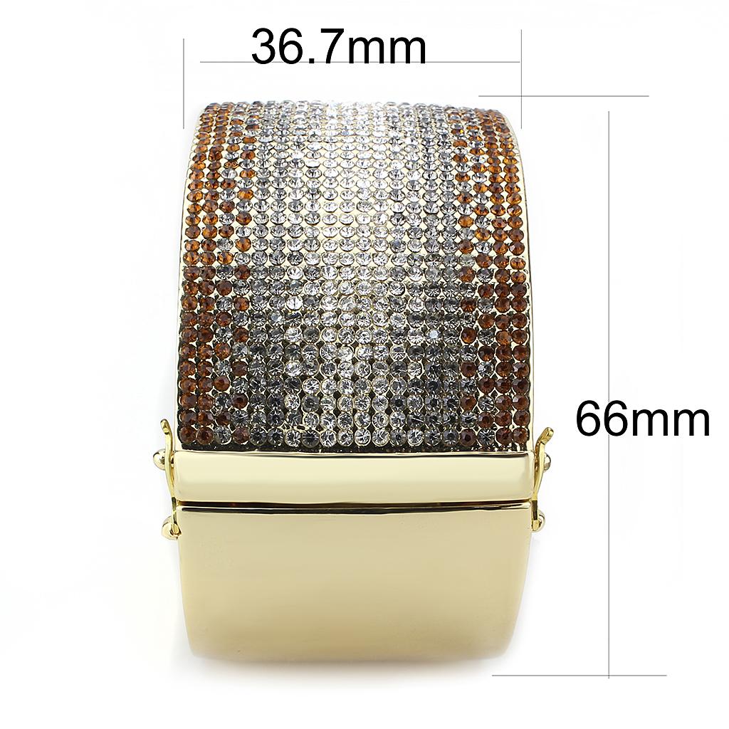 MALO4280 - Gold Brass Bangle with Top Grade Crystal  in Multi Color