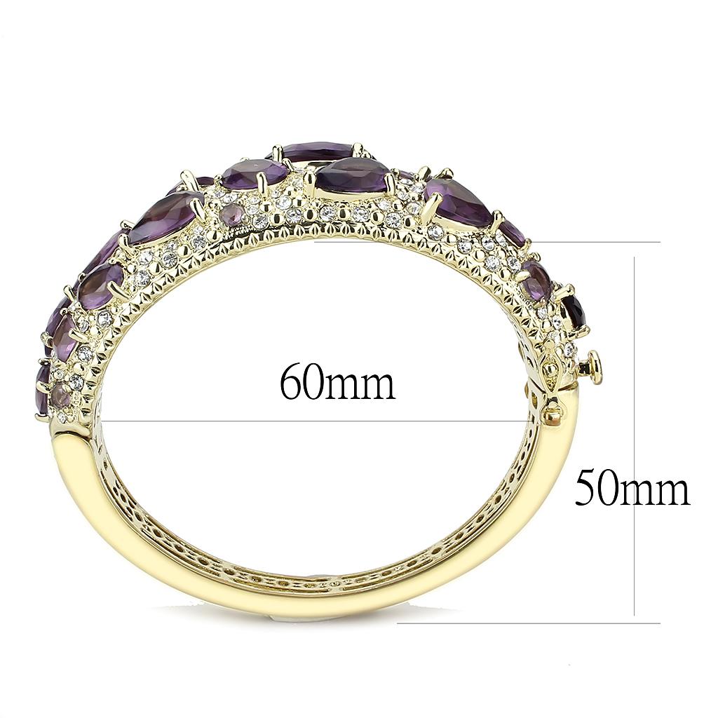 MALO4281 - Gold Brass Bangle with Synthetic  in Amethyst