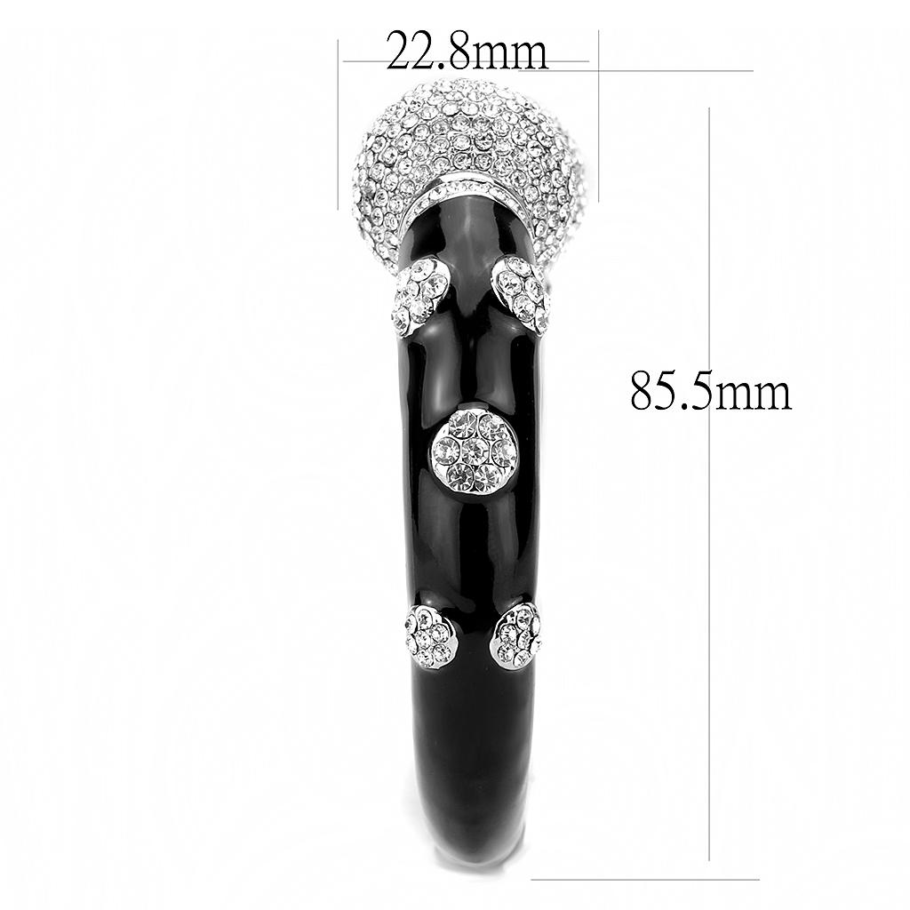 MALO4282 - Rhodium Brass Bangle with Top Grade Crystal  in Clear