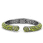 MALO4284 - TIN Cobalt Black Brass Bangle with Top Grade Crystal  in Olivine color