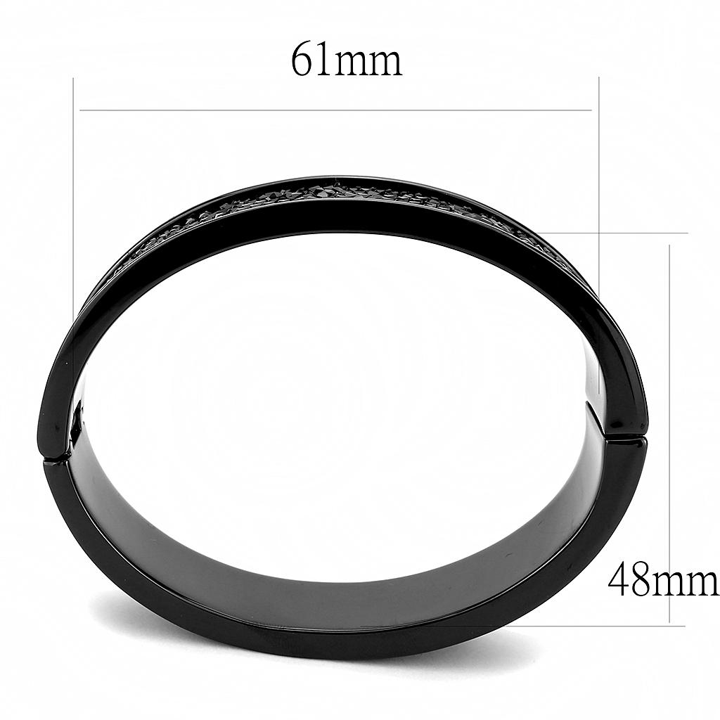 MALO4286 - IP Black(Ion Plating) Brass Bangle with Top Grade Crystal  in Jet