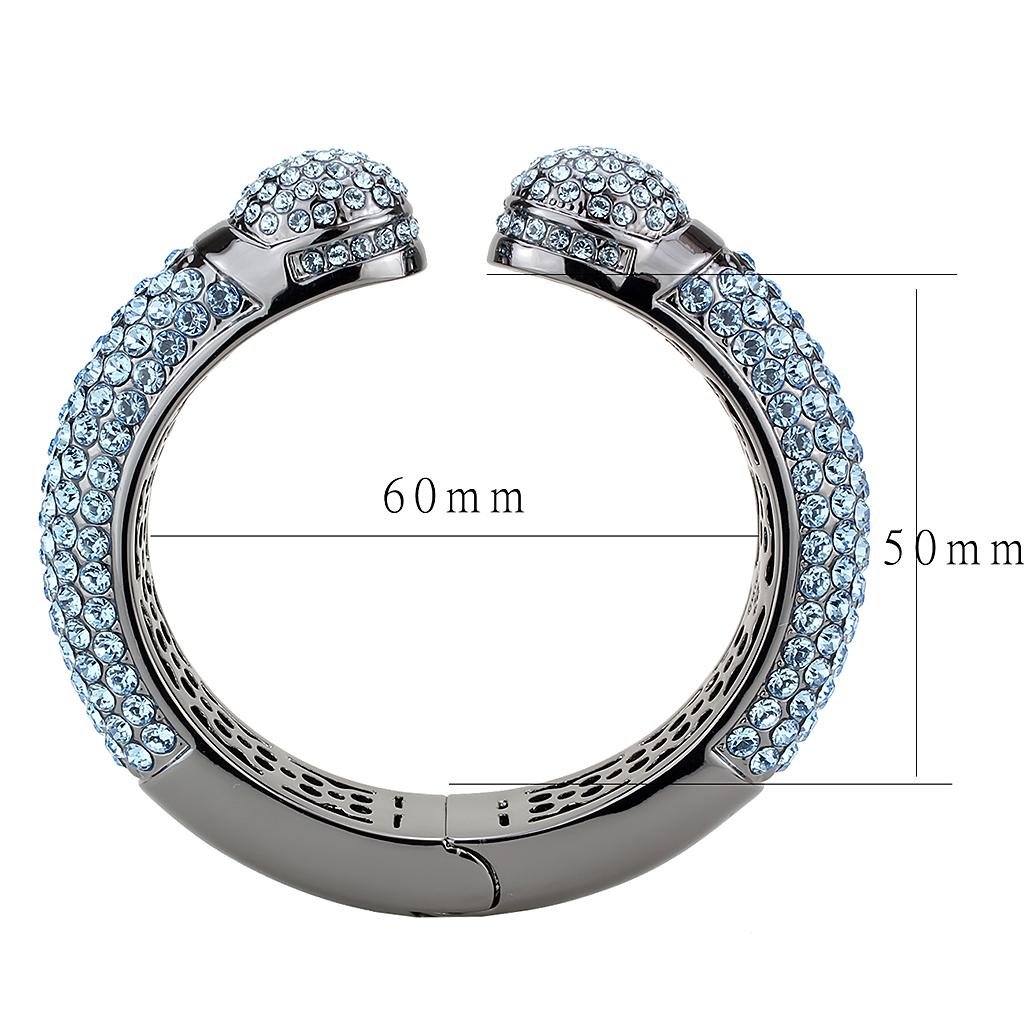 MALO4289 - TIN Cobalt Black Brass Bangle with Top Grade Crystal  in Sea Blue