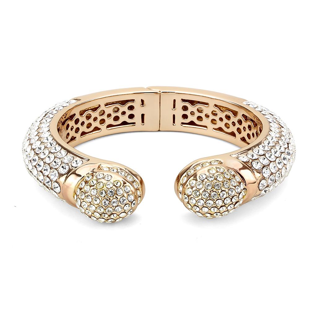 MALO4290 - Flash Rose Gold Brass Bangle with Top Grade Crystal  in Clear