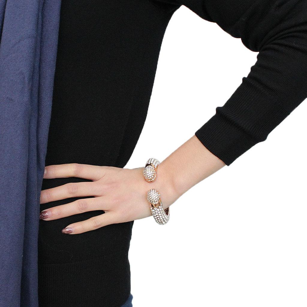 MALO4290 - Flash Rose Gold Brass Bangle with Top Grade Crystal  in Clear