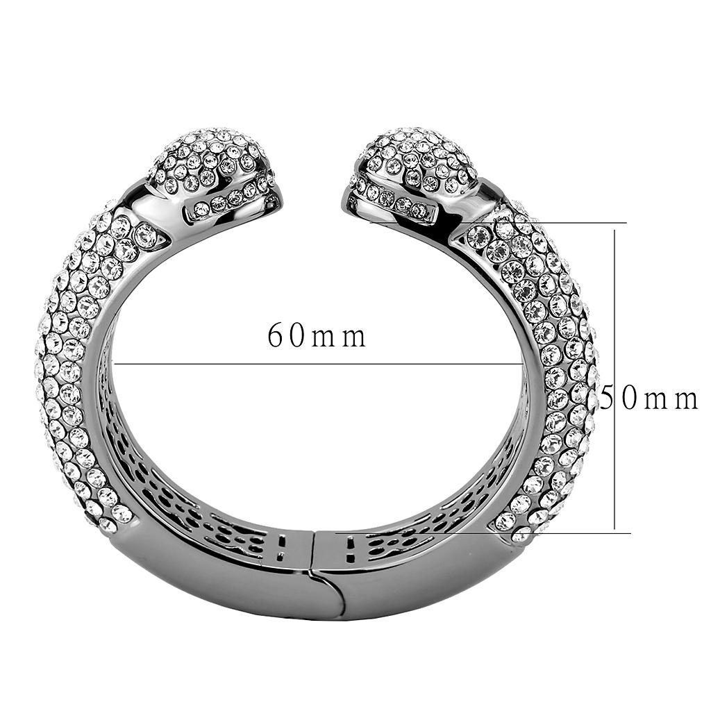 MALO4291 - TIN Cobalt Black Brass Bangle with Top Grade Crystal  in Clear