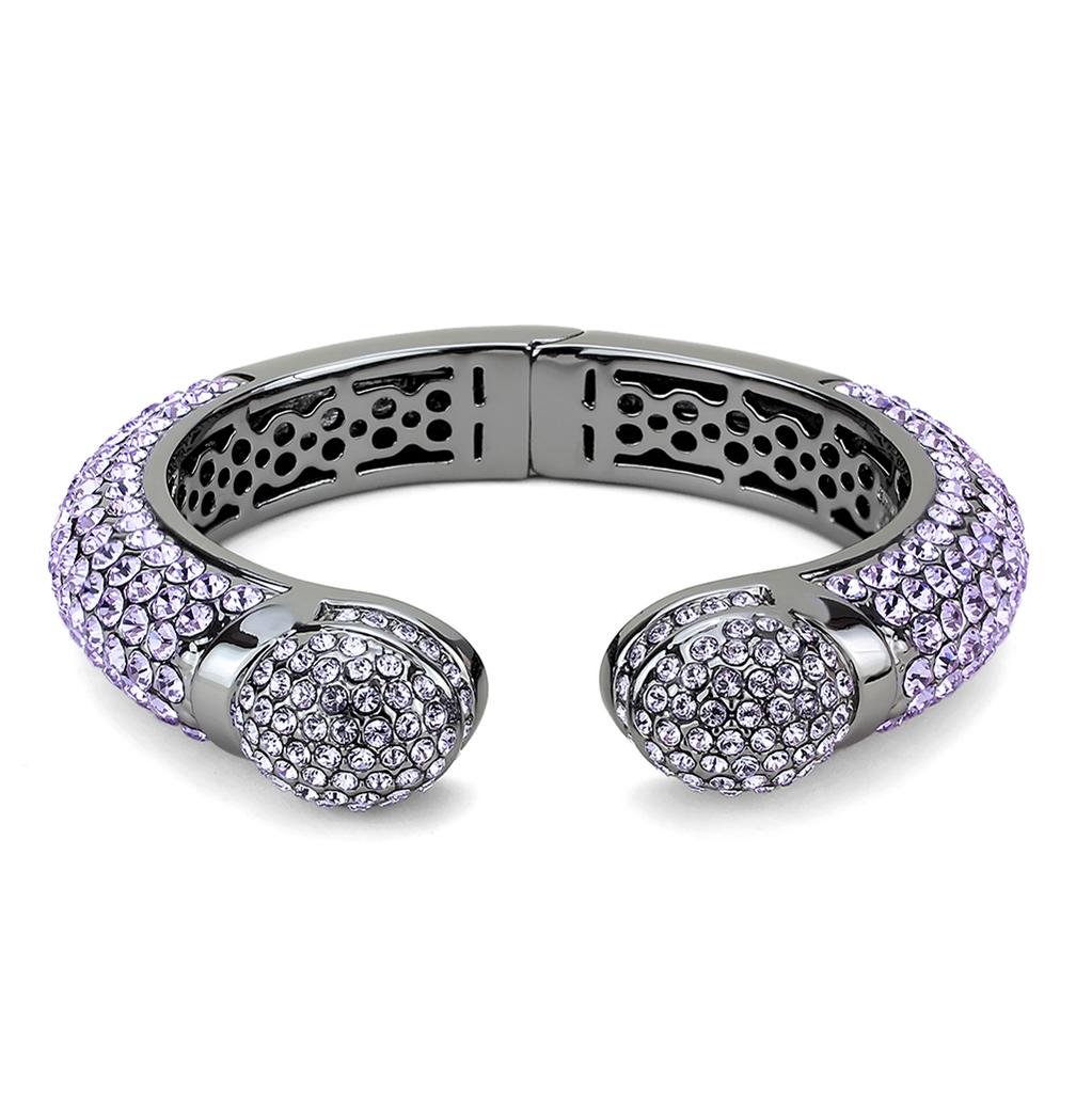 MALO4292 - TIN Cobalt Black Brass Bangle with Top Grade Crystal  in Amethyst