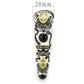MALO4298 - Gold+Hematite Brass Bangle with Synthetic Onyx in Jet