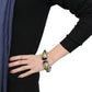MALO4298 - Gold+Hematite Brass Bangle with Synthetic Onyx in Jet