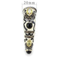 MALO4299 - Gold+Hematite Brass Bangle with Synthetic Onyx in Jet