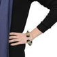 MALO4299 - Gold+Hematite Brass Bangle with Synthetic Onyx in Jet