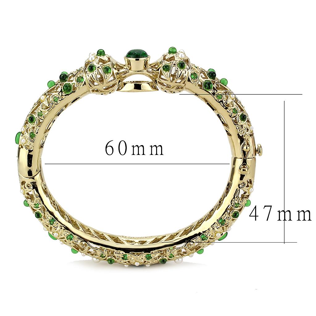 MALO4300 - Gold Brass Bangle with Assorted  in Emerald