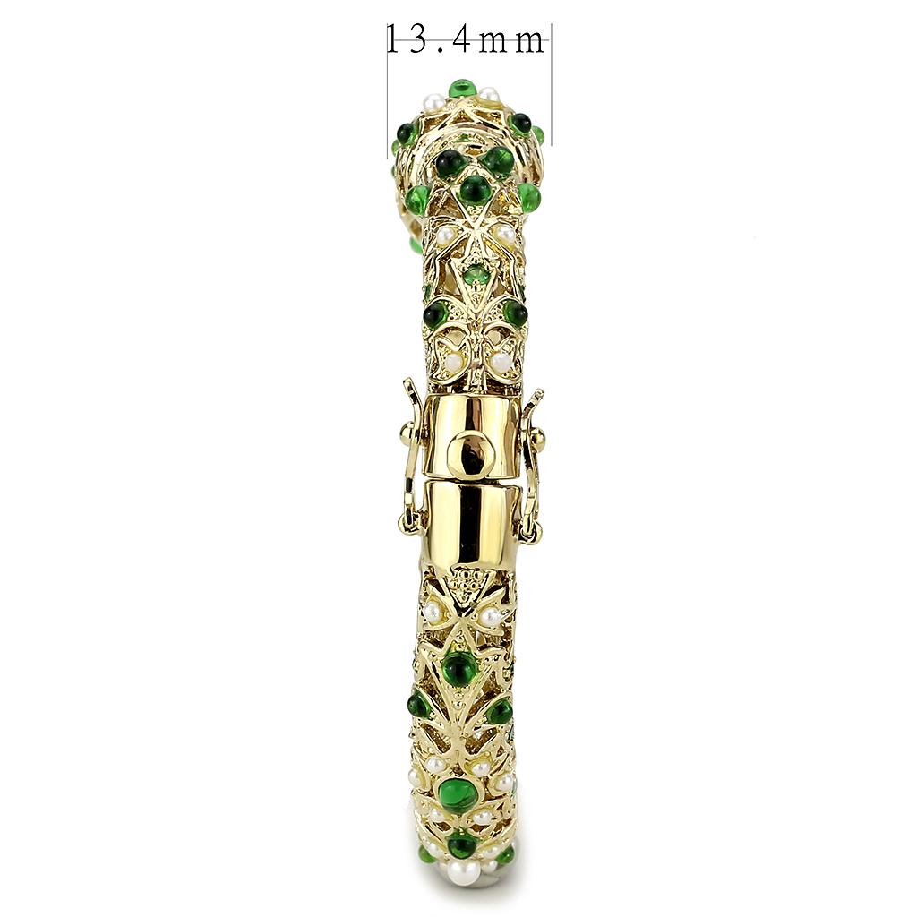 MALO4300 - Gold Brass Bangle with Assorted  in Emerald