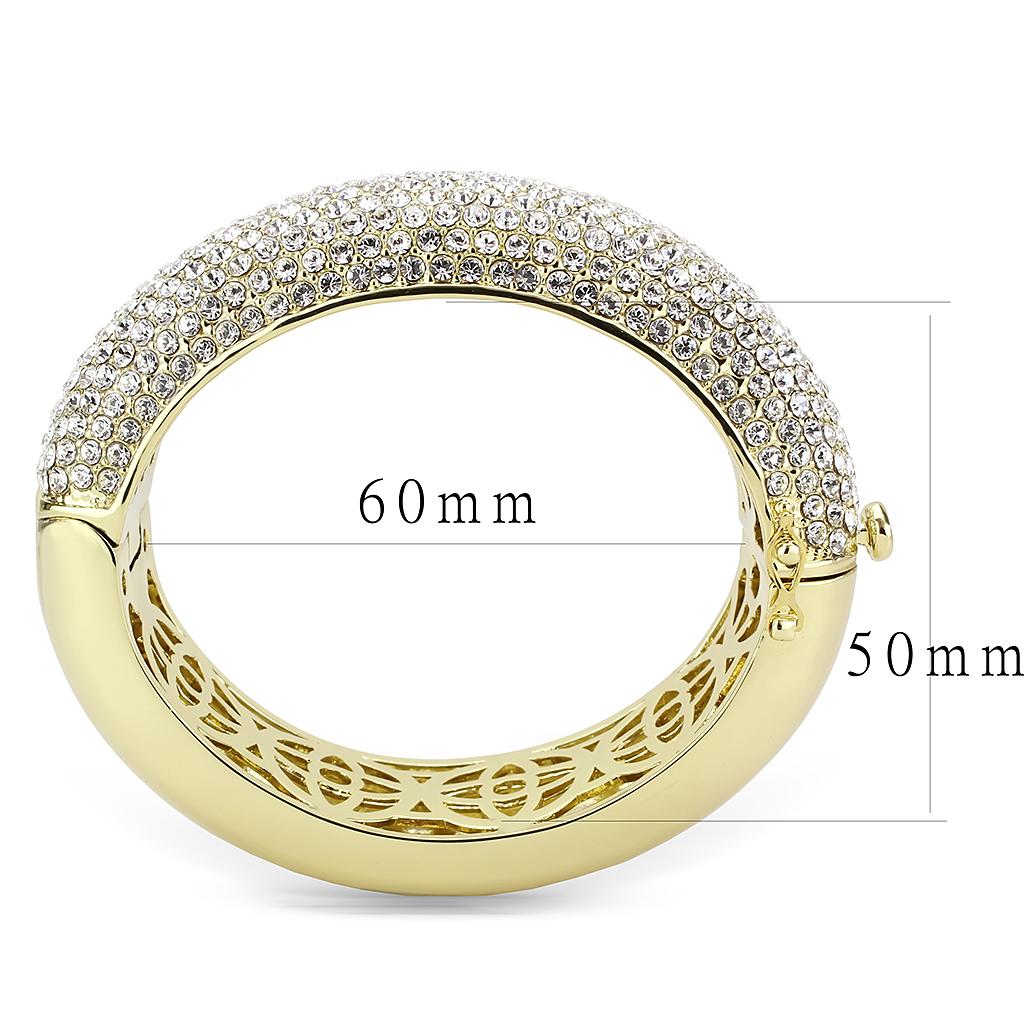MALO4301 - Flash Gold Brass Bangle with Top Grade Crystal  in Clear
