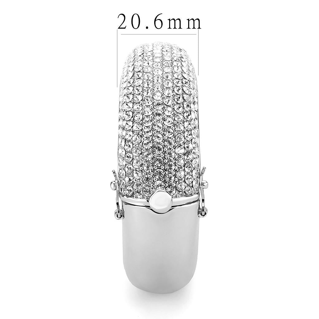 MALO4302 - Rhodium Brass Bangle with Top Grade Crystal  in Clear