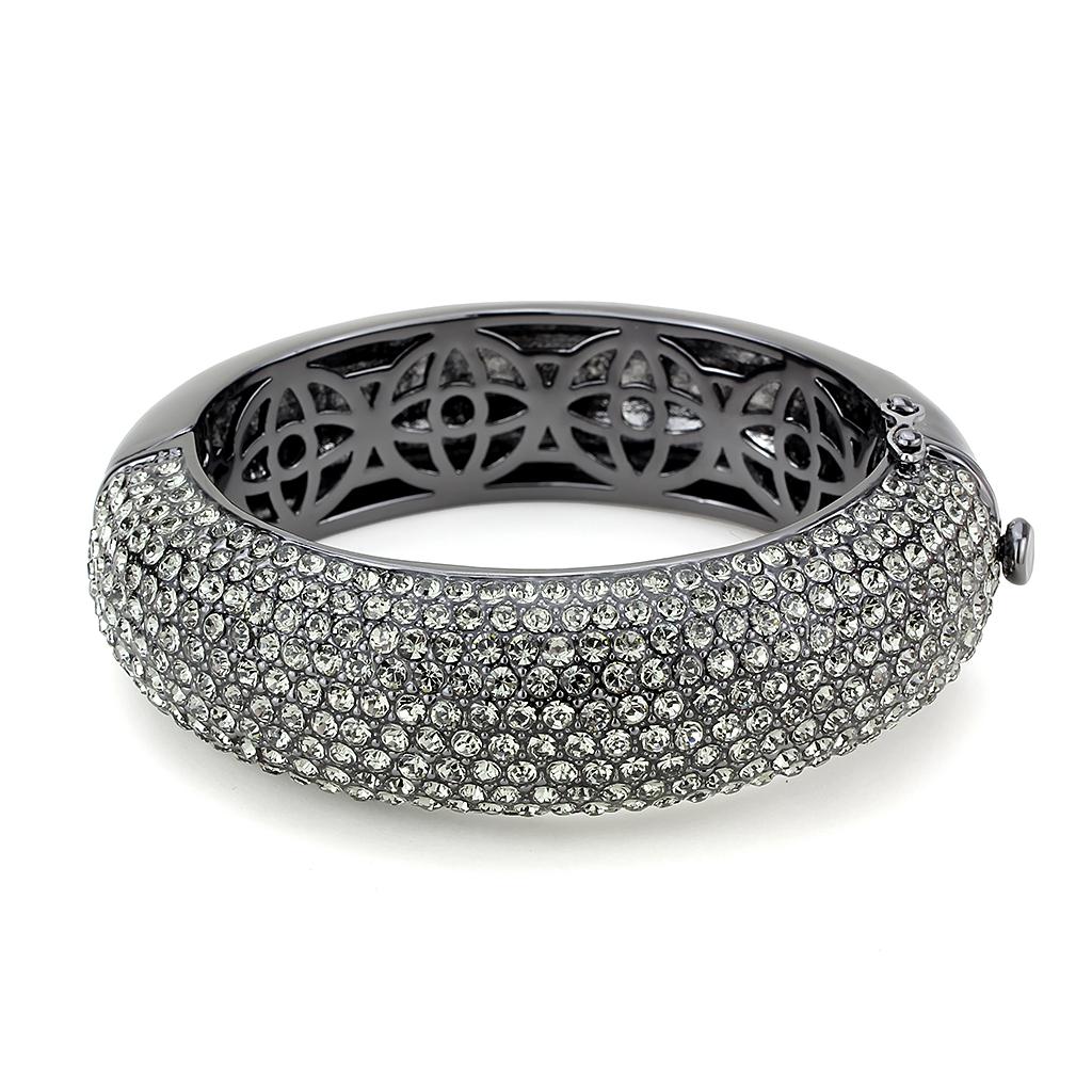 MALO4304 - TIN Cobalt Black Brass Bangle with Top Grade Crystal  in Black Diamond