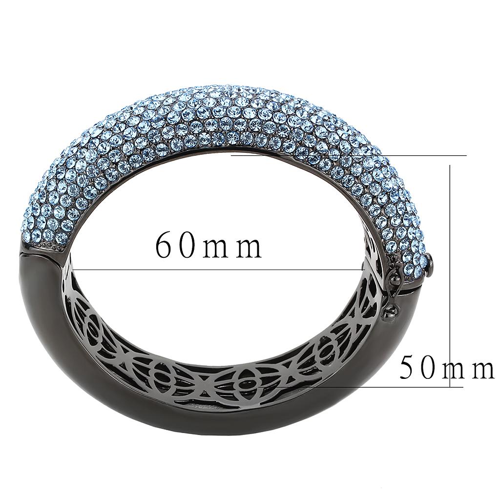 MALO4305 - TIN Cobalt Black Brass Bangle with Top Grade Crystal  in Sea Blue