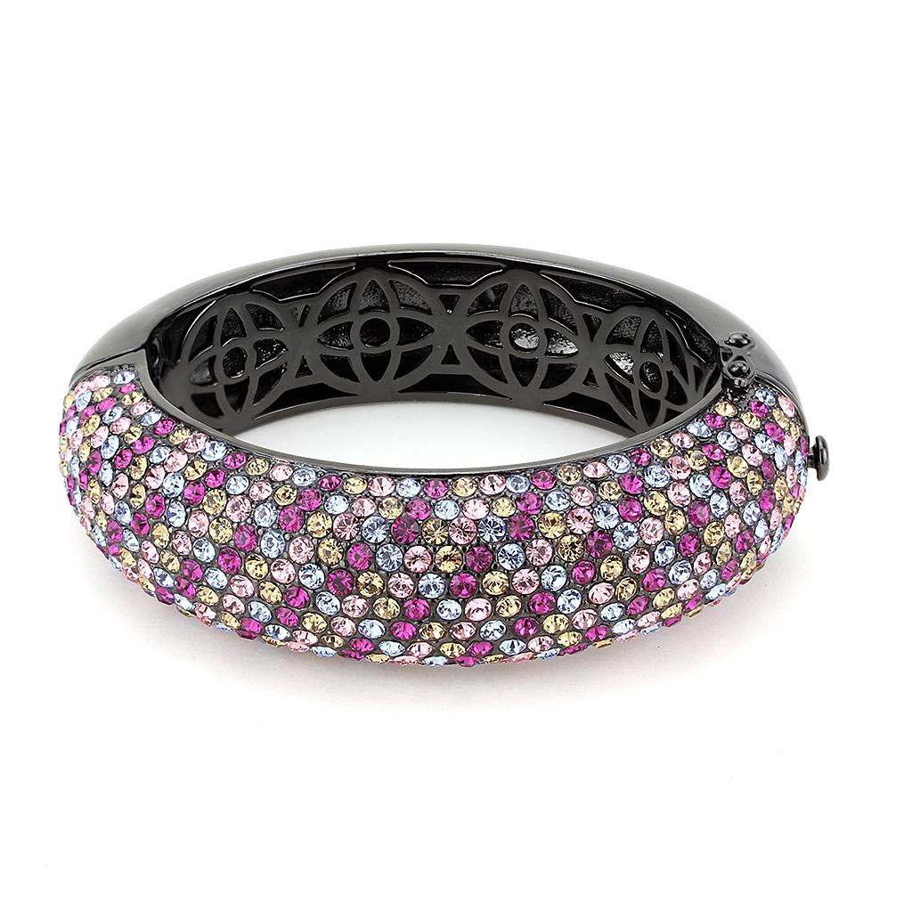 MALO4306 - TIN Cobalt Black Brass Bangle with Top Grade Crystal  in Multi Color