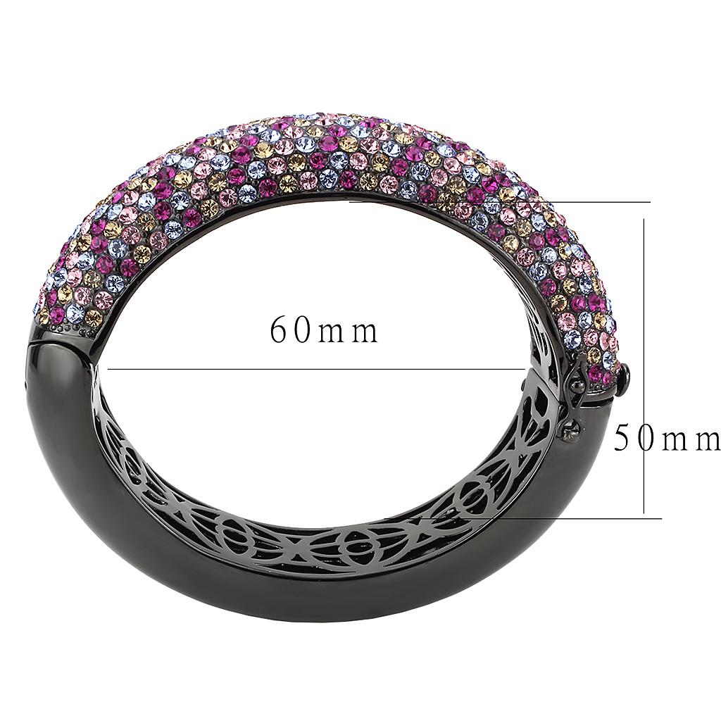 MALO4306 - TIN Cobalt Black Brass Bangle with Top Grade Crystal  in Multi Color