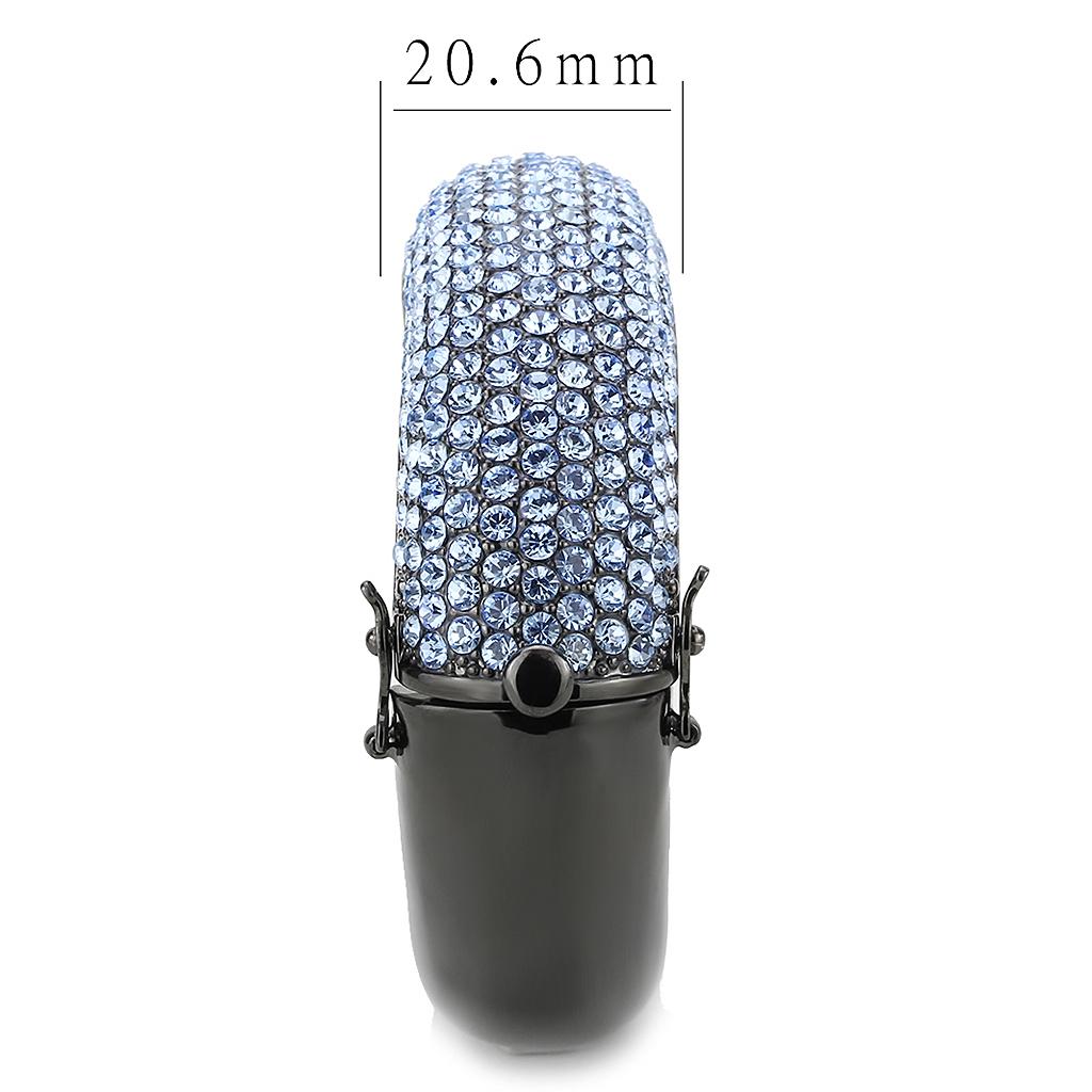 MALO4307 - TIN Cobalt Black Brass Bangle with Top Grade Crystal  in Aquamarine