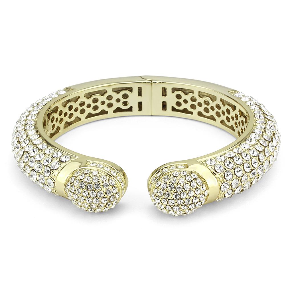 MALO4311 - Flash Gold Brass Bangle with Top Grade Crystal  in Clear