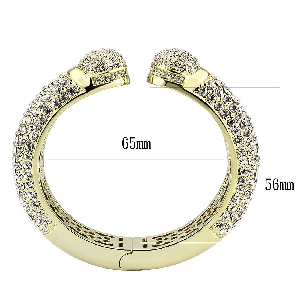 MALO4311 - Flash Gold Brass Bangle with Top Grade Crystal  in Clear