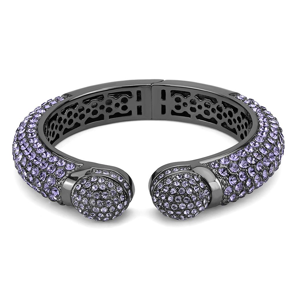 MALO4312 - TIN Cobalt Black Brass Bangle with Top Grade Crystal  in Tanzanite