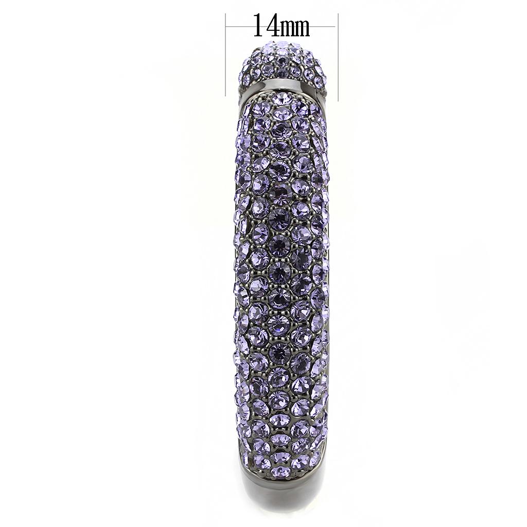 MALO4312 - TIN Cobalt Black Brass Bangle with Top Grade Crystal  in Tanzanite