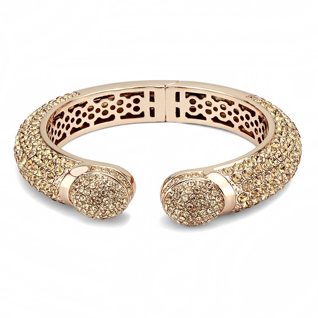MALO4313 - Flash Rose Gold Brass Bangle with Top Grade Crystal  in Smoked Quartz