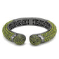 MALO4314 - TIN Cobalt Black Brass Bangle with Top Grade Crystal  in Peridot
