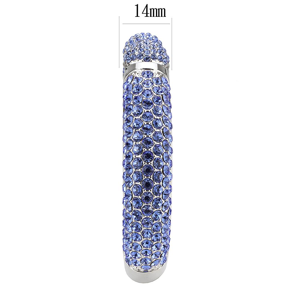 MALO4315 - Rhodium Brass Bangle with Top Grade Crystal  in Light Sapphire