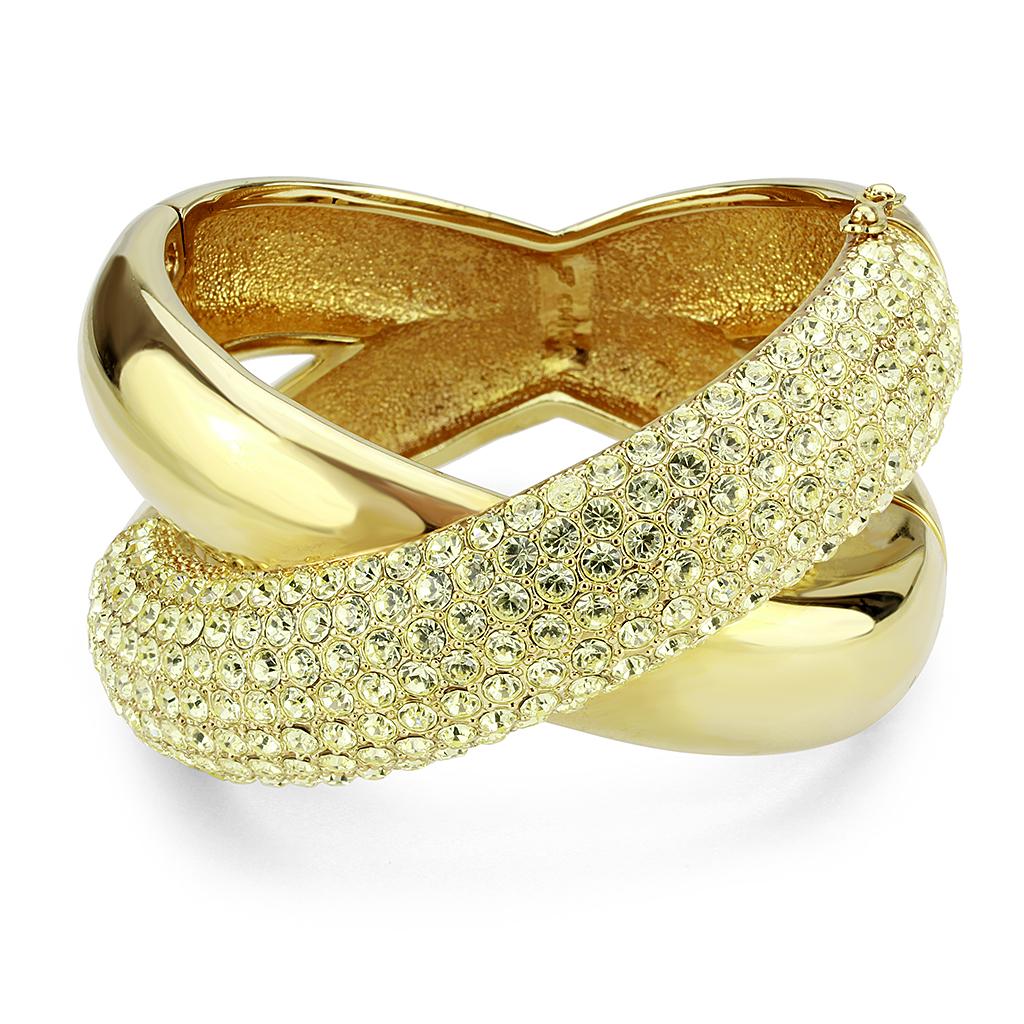 MALO4321 - Gold Brass Bangle with Top Grade Crystal  in Citrine Yellow