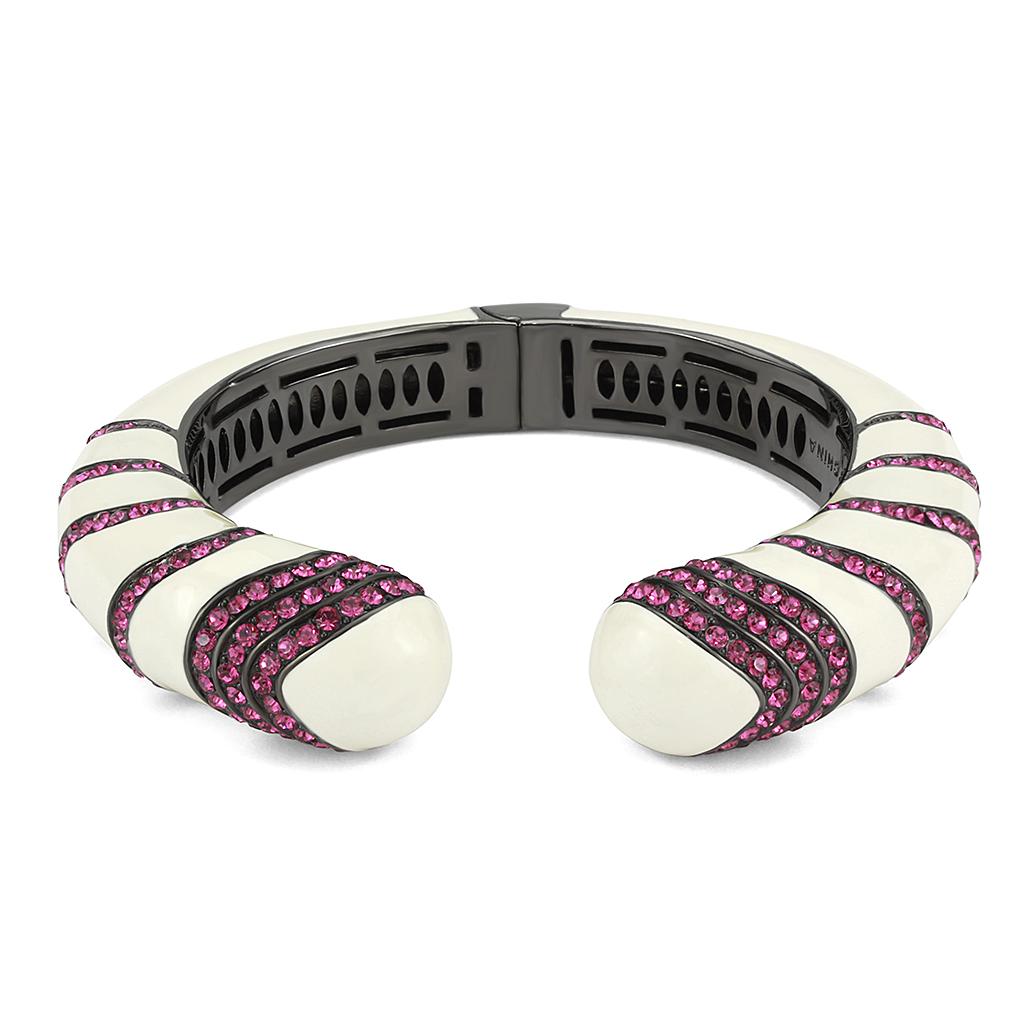 MALO4322 - TIN Cobalt Black Brass Bangle with Top Grade Crystal  in Fuchsia