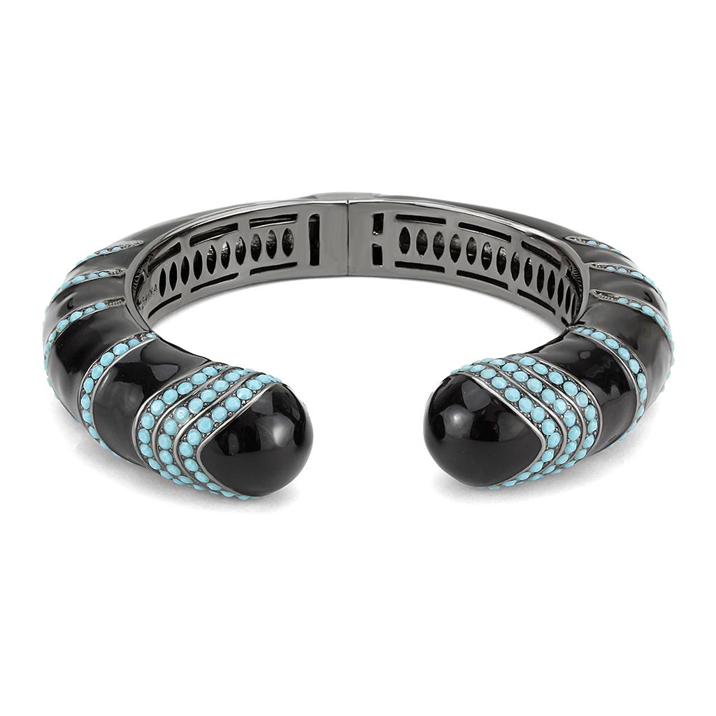 MALO4323 - TIN Cobalt Black Brass Bangle with Top Grade Crystal  in Turquoise