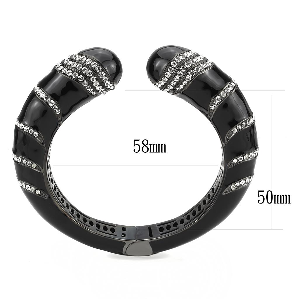 MALO4324 - TIN Cobalt Black Brass Bangle with Top Grade Crystal  in Clear