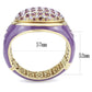 MALO4326 - Gold Brass Bangle with Top Grade Crystal  in Amethyst