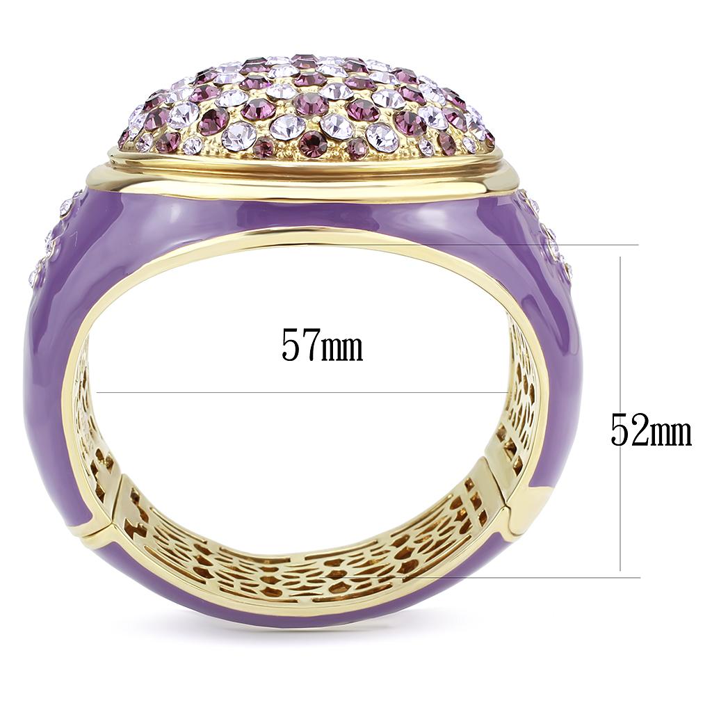 MALO4326 - Gold Brass Bangle with Top Grade Crystal  in Amethyst