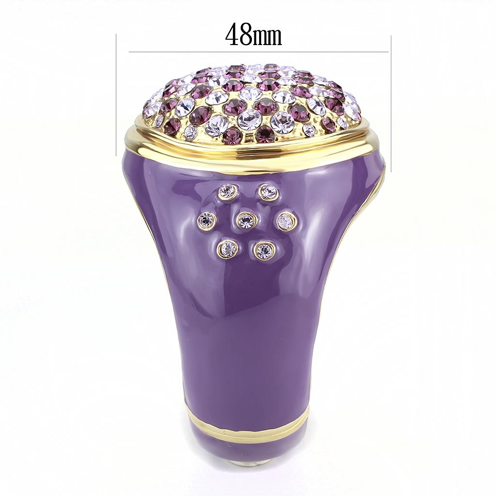 MALO4326 - Gold Brass Bangle with Top Grade Crystal  in Amethyst