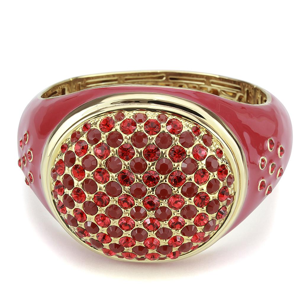 MALO4327 - Gold Brass Bangle with Synthetic Synthetic Glass in Red Series