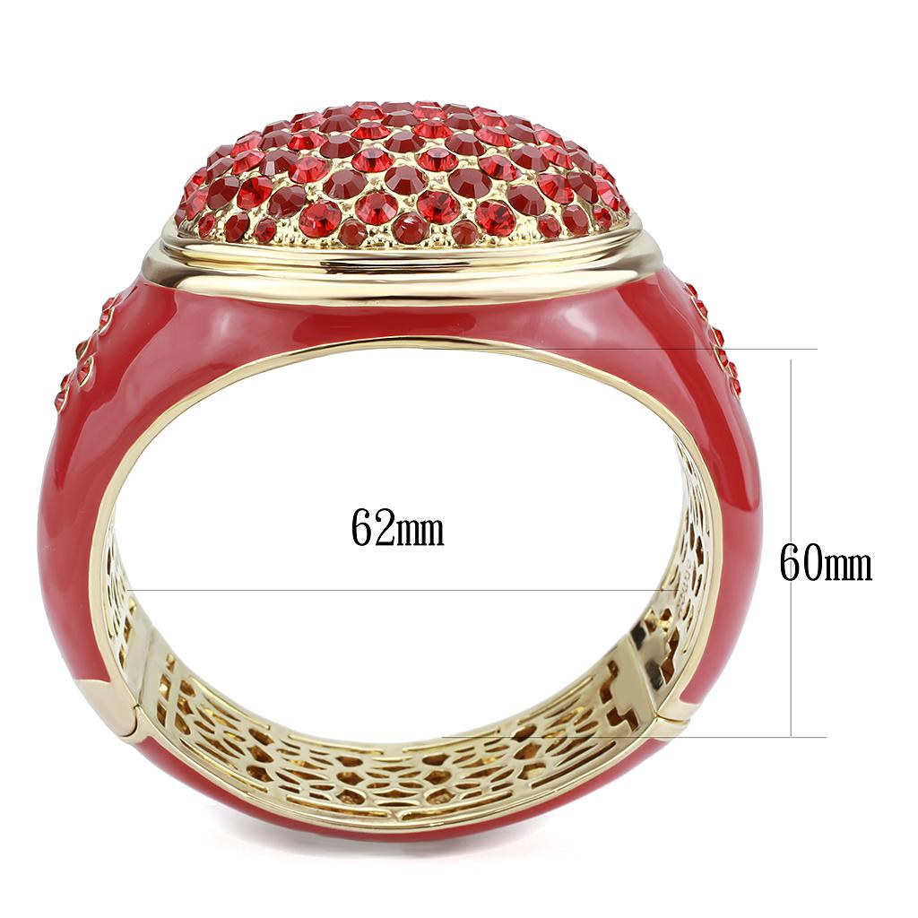 MALO4327 - Gold Brass Bangle with Synthetic Synthetic Glass in Red Series