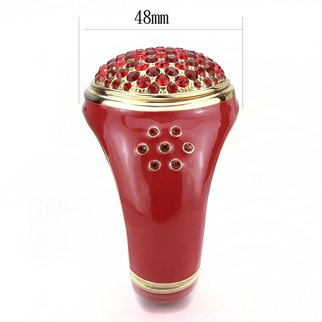 MALO4327 - Gold Brass Bangle with Synthetic Synthetic Glass in Red Series