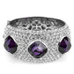 MALO4330 - Rhodium Brass Bangle with AAA Grade CZ  in Amethyst