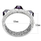 MALO4330 - Rhodium Brass Bangle with AAA Grade CZ  in Amethyst